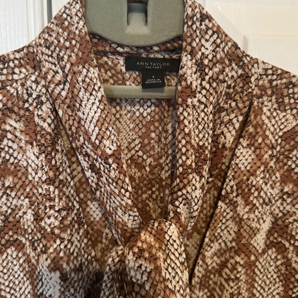 Ann Taylor Python Print Blouse With Bow - image 2